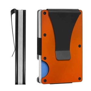 X1223 New Custom Print Rfid Wallets Anti-theft Brush Slim Security Men Money <b>Clip</b> <b>Spring</b> Aluminum Alloy Card Holder With a Metal - Product Image 3