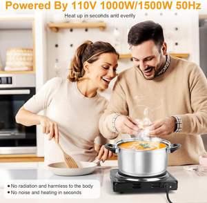 Plaque chauffante électrique à brûleur unique pour la cuisson Portable 1000w facile à nettoyer poêle en acier inoxydable - Product Image 5