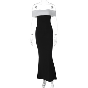 Lygens 5693 Abito Lungo Elegante Bianco e Nero Senza Spalline, Aderente, per Feste Estive e Occasioni Casual - Product Image 5