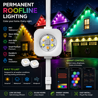 Lumières d'extérieur permanentes en plastique RGBWWIC Pro 50FT IP67 résistantes au gel, synchronisation musicale via application intelligente, intensité réglable, garantie 3 ans