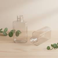Bouteille plate transparente octogonale en PET de 60 ml avec bouchon à clapet, vide, pour gel désinfectant pour les mains, liquide, eau, sérum de soin de la peau