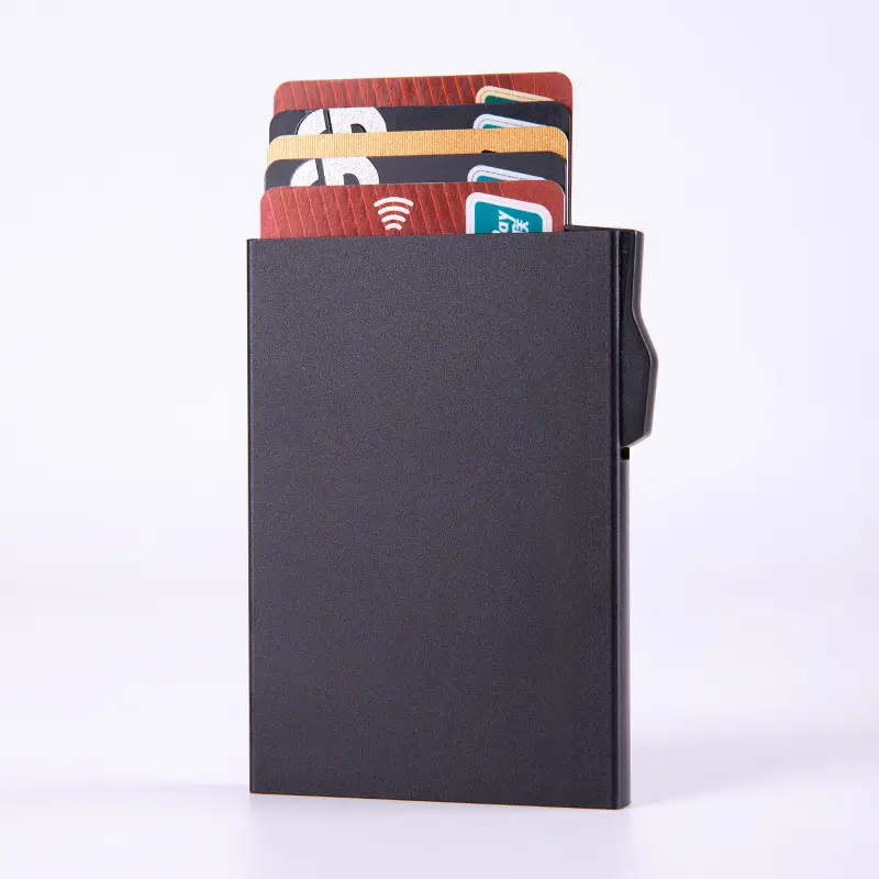 Bagsplaza New Trending Fashion Metal Rfid Wallet Hard Card Case Men Credit Card Smart Wallet Push Out Business Card Wallet