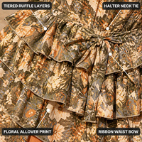 Robe mini asymétrique à volants superposés en tissu léger imprimé floral vert sauge pour femme, idéale pour les vacances à la plage et les soirées