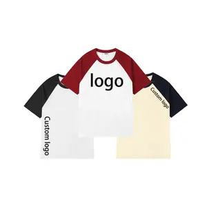 OEM clothing 200gsm combed cotton unisex t-shirt embroidery DTG printing colorblocked t-shirt for summer