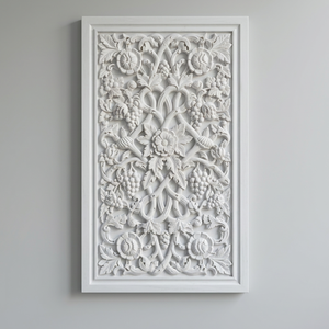Panel Decorativo de Pared con Relieve Floral Tradicional en Mármol Blanco de Hayat Group, Acabado Pulido, para Fachadas de Edificios y Paredes Interiores - Product Image 3
