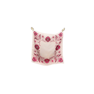 Foulard quadrato piccolo a forma di foglia 70x70 cm con ricamo floreale per donna, accessorio moda - Product Image 1