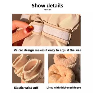 Gants de ski d'<span class=keywords><strong>hiver</strong></span> pour femmes, style coréen, doublure polaire, épais, imperméables, coupe-vent, pour le cyclisme en plein air - Product Image 4