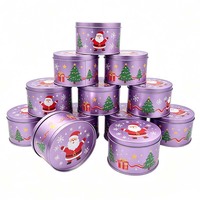 Boîte en fer blanc ronde personnalisée de qualité alimentaire avec impression, pour emballage de bonbons, chocolats, café, et rangement de cadeaux de Noël, avec couvercle