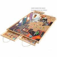 Organisateur de puzzles en bois à 4 tiroirs, table de puzzle portable avec couvercle, apprentissage des enfants, taille et couleur personnalisables, unisexe