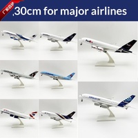 Modèle d'avion Boeing 787/737 sculpté en résine solide à l'échelle 1:130 de 30 cm, avec support, cadeau de collection pour les passionnés d'aviation
