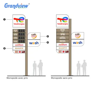 옥외 점화 금속 주유소 지붕 간판 Led 광고 주유소 조립식 디자인 닫집 끈