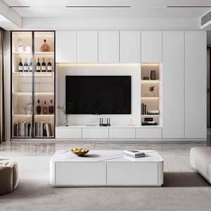 Meuble TV LED moderne de luxe et support, style ancien, meubles en bois haut de gamme pour téléviseurs de 85 pouces, salon, hôtel - Product Image 5