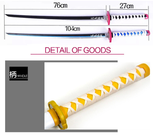 Espada samurái de bambú ABS para niños, modelo de madera al por mayor, espada samurái de <span class=keywords><strong>Kimetsu</strong></span> <span class=keywords><strong>No</strong></span> <span class=keywords><strong>yaiba</strong></span>, accesorios de COSPLAY, espada de bambú, juguetes para niños - Product Image 3