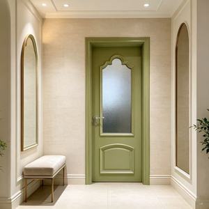 Puerta de Madera Compuesta Lacada Verde <span class=keywords><strong>Oliva</strong></span> con Vidrio Esmerilado Impermeable, Puertas Villa Slab - Product Image 4