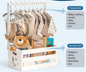 Gifts Wooden Shower Closet Baby Storage <b>Crate</b> With Handle Welcome Gift Basket for Newborn Boys Girls - Product Image 3