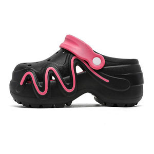 รองเท้าแตะรัดส้นผู้หญิงสำหรับฤดูร้อน พื้นหนา ระบายอากาศได้ดี กันลื่น ปิดนิ้วเท้า สวมใส่สบาย เหมาะสำหรับชายหาด วัสดุ PU พื้นรองเท้า EVA บุภายใน พื้นรองเท้าด้านนอกสีดำ - Product Image 4