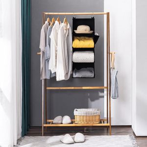 Organisateur de placard suspendu à 4 étagères, noir, rectangulaire, pour derrière les portes ou les murs, en bois composite, solution d'organisation - Product Image 6