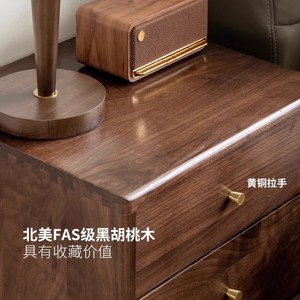 Mesita de noche de madera maciza de nogal negro, 400x350x500mm, armario de almacenamiento con dos cajones, mesita de noche, muebles de dormitorio - Product Image 2