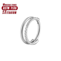 Cincin Septum Titanium Zircon ASTMF136, Cincin Hidung Segmen Berengsel Tanpa Sambungan, Perhiasan Tindik Tubuh