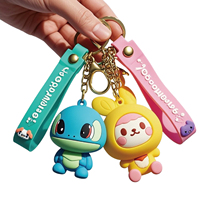 Personnalisé Coloré Lumineux 3D PVC Anime Jouet Porte-clés Mignon Mousqueton En Caoutchouc De Silicone Personnage De Dessin Animé Animal Conception En Plastique