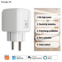 Prise intelligente WiFi EU 16A, fonctionne avec l'application Tuya Smart Life, compatible avec Alexa et Google Assistant