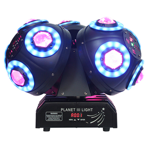 Luz láser de cabeza móvil de tres cabezales con rotación de doble brazo, luz LED RGBW de <span class=keywords><strong>3</strong></span> cabezales para DJ, discoteca y escenario - Product Image 1