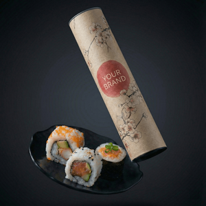 บรรจุภัณฑ์ซูชิแบบใช้แล้วทิ้ง ทำจากกระดาษคราฟท์รักษ์โลก รูปทรงหลอดดันขึ้น ป้องกันการรั่วซึม สำหรับใส่ซูชิแบบม้วน - Product Image 3