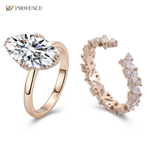 แหวนเพชรโมอิสซาไนต์หรูหรา 6 กะรัต ทองคำ 14K สีเหลือง DEF VVS แหวนแต่งงาน แหวนคู่รัก สำหรับผู้หญิง งานสั่งทำพิเศษ - Product Image 1