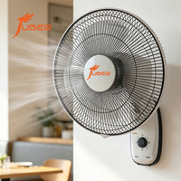 Ventilador de Pared de 16 Pulgadas con Control por Cordón, Oscilación Automática, Aspas de Plástico Ligeras