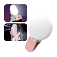 Anneau Lumineux LED Rechargeable pour Selfie, Mini Lampe Annulaire Portable avec Clip pour Téléphone, Vidéo et Photographie Mobile