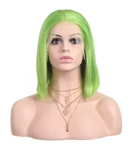 wholesale Price 13x4 straight Lace Front bob Wigs Brazilian Human Hair Wigs Cuticle Aligned Virgin Hair Wig light green bob