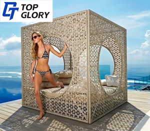 سرير استلقاء خارجي عالي الجودة من الراتان الصناعي المقاوم للماء، أثاث للفناء وحمام السباحة، كرسي استرخاء للحدائق - Product Image 3