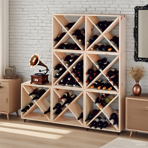 Estante de vino Modular hecho a mano fácil montaje respetuoso con el medio ambiente almacenamiento de madera soporte para botella de vino estante de exhibición para Bar en casa - Product Image 2