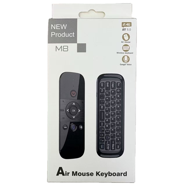 M8 Air Mouse Remote with Voice Control, 2.4G & BT 5.0 Wireless Air Mouse Keyboard for Android TV Box, PC, Smart TV