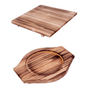 Thickened Charcoal-Fired Solid Wood Heat Insulating <b>Mat</b> Square For Stone Pot Steak Teppanyaki Hot Pot Use - Product Image 2