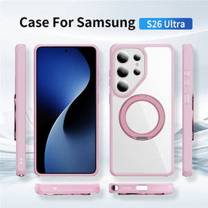 Coque de téléphone en TPU + acrylique pour Samsung S26 S25 S24 Ultra, support magnétique rotatif à 360°, protection transparente du dos, coque mobile - Product Image 2