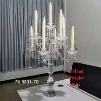 Grand candélabre en cristal à 9 têtes, centres de table pour mariage, décorations de table, support de bougie en verre