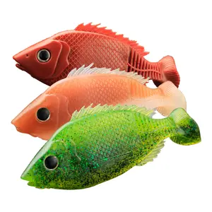 Venda quente Atacado 10cm 12cm Sunfish 3D Lifelike Eyes Plástico Macio Lento Afundando Wobbler Isca De Pesca Baixo Ralo Swim Isca