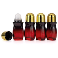 Flacon roll-on vide en verre ambré de 30 ml et 50 ml avec bille en quartz rose, emballé dans un carton sérigraphié
