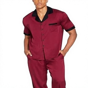 Ensemble pyjama femme col en V manches courtes, tenue de détente deux pièces en mélange de bambou - Product Image 1