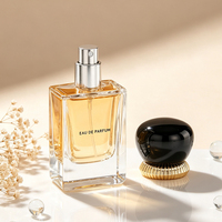 Flacon de parfum vintage vide en verre carré, vaporisateur d'eau de parfum, flacon avec couvercle en dôme noir brillant, boîte cadeau haut de gamme, impression personnalisée