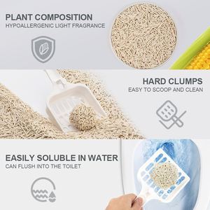 Haisen OEM Premium <b>White</b> Colour Plant Cat <b>Sand</b> Milk Scent 6l Eco Clean 2mm Stripe Shape Dust Free Clumping Tofu Cat Litter - Product Image 2