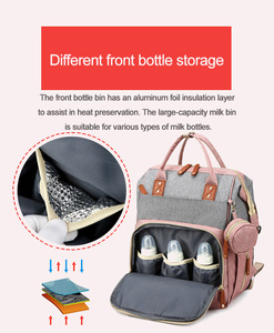 Tùy chỉnh thời trang mẹ túi vai tã Ba lô công suất lớn thuận tiện gấp giường Túi Tã Túi - Product Image 6