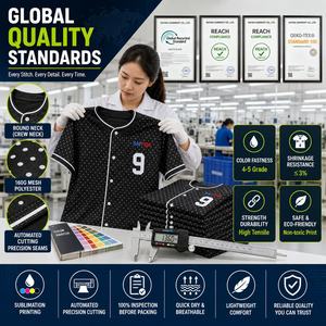 Maillot de baseball personnalisé en gros, imprimé à pois, séchage rapide, respirant, boutonné, en polyester, uniforme d'équipe par sublimation - Product Image 4