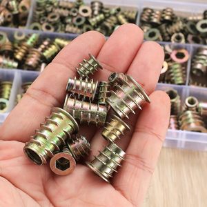 Zinc Plated <strong>Threaded</strong> Inserts Nuts Assortment Tool Kit 11 Sizes Metric M4/M5/M6/M8/M10 Hex Socket Drive Furniture Screw-in <strong>Wood</strong> - Product Image 4