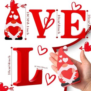 Pronto per la spedizione decorazione di san valentino ornamenti nuziali in legno decorazione vuota arte amore scultura - Product Image 4