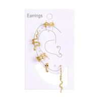 Pendientes de Clip con Perlas y Geometría Serpentina para Mujer, Pendientes de Aro con Forma de Serpiente Tridimensional, Joyería Femenina
