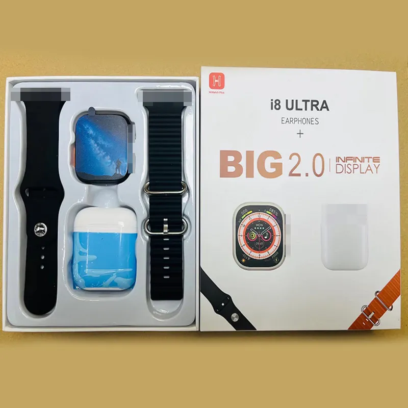 2023 NEW 2 in 1 Smart Watch With Earphone Pro 4 hot sale set i8 ultra smart watch slider flip Body temperature Men SmartWatch I8