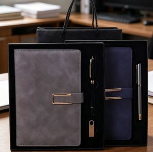 Hot Corporate Leather Notebook Gift Sets With Pen Customizable Luxury A5 Diary Stationery <b>Note</b> <b>Book</b> Gift Box for Men - Product Image 5