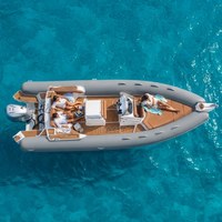 Bateau semi-rigide de luxe en Hypalon PVC de 7,6 m (25 pieds) avec moteur 250 CV, console centrale, coque en fibre de verre, bateau pneumatique rigide, yacht de sport, tender